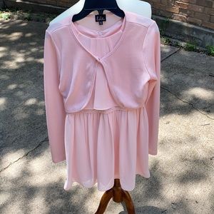 Pink chiffon dress with small cardigan
